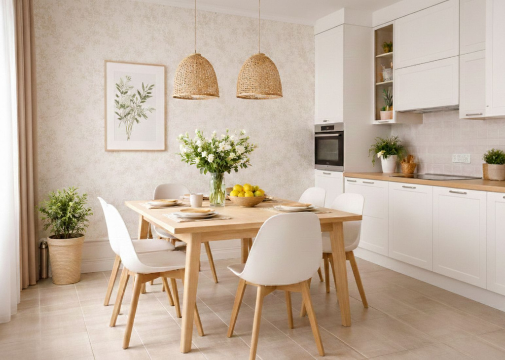 Моющиеся обои на стенах кухни