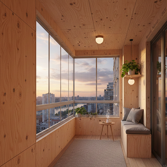 Обшивка балкона фанерой