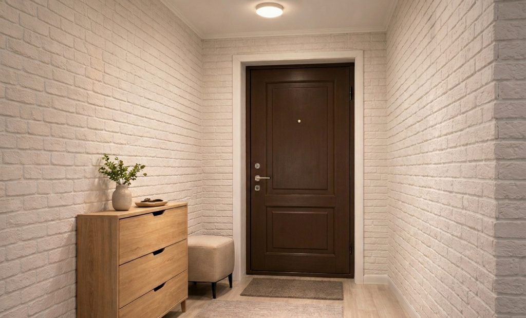 Визуализация отделки прихожей декоративным кирпичом 