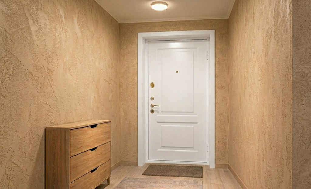 Визуализация отделки прихожей декоративной штукатуркой 