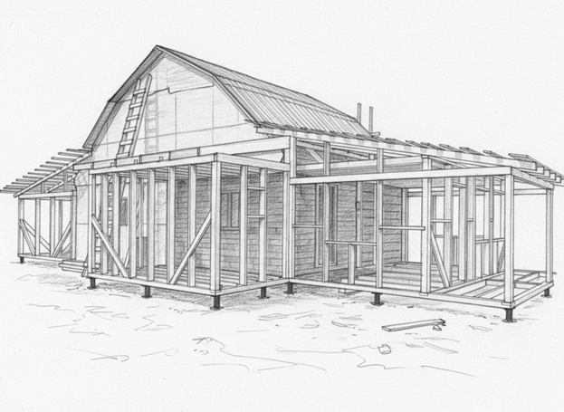 Каркасная пристройка к дому 