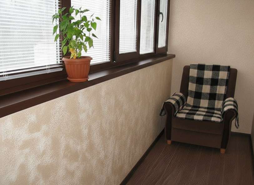 Обшивка балкона декоративной штукатуркой