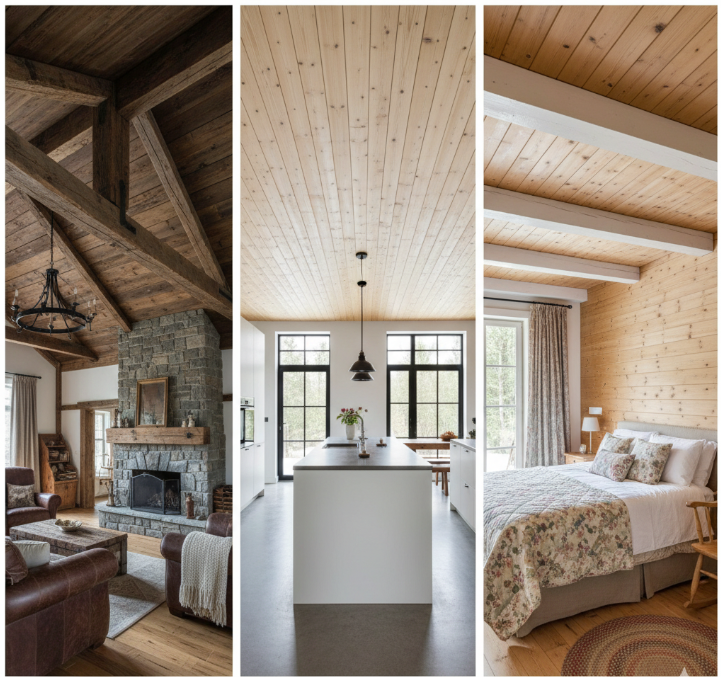 стили деревянных потолков