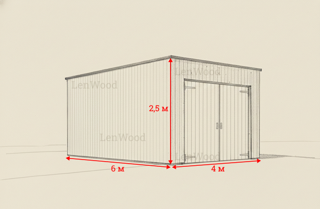Пример гаража из дерева