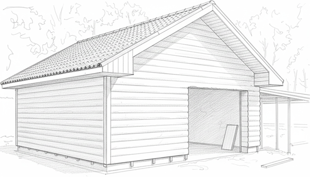 Обшивка гаража снаружи блок-хаусом