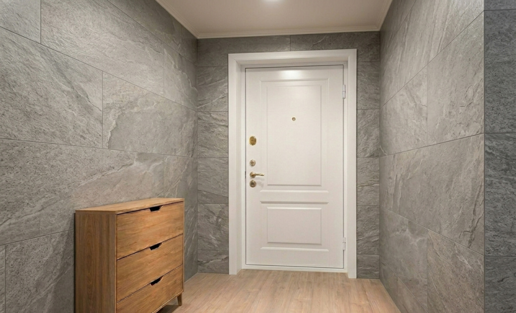 Визуализация стеновых панелей SPC и винил в прихожей