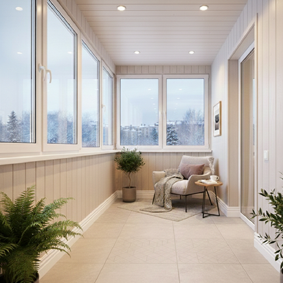 Обшивка балкона керамической плиткой