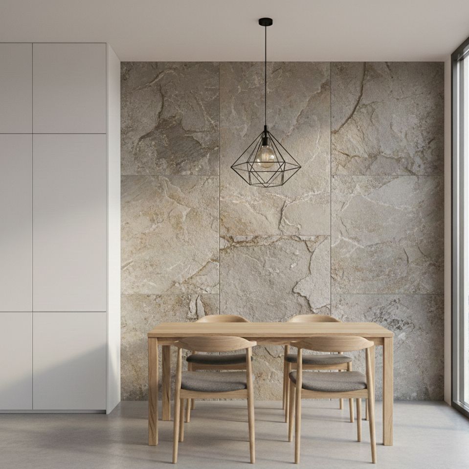 Гибкий камень на стенах кухни 