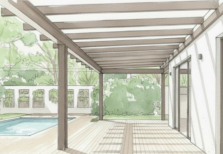 Пример террасы со сквозным навесом