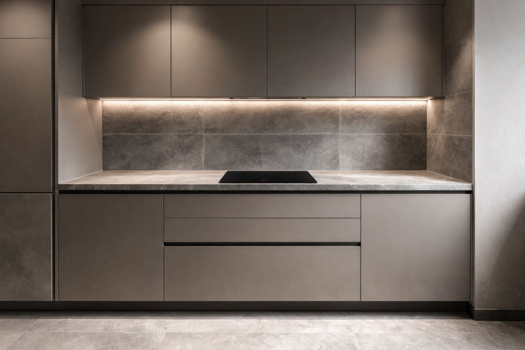 Керамогранит и керамическая плитка в качестве фартука на кухне