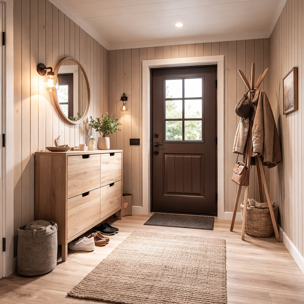 Визуализация отделки прихожей вагонкой 