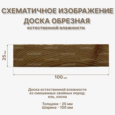 Доска обрезная 25*100*5000 мм естественной влажности - фото 2
