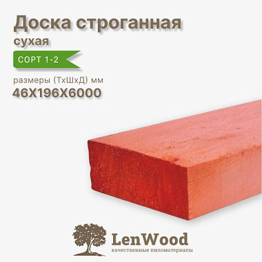 Доска антисептированная строганная 46*196*6000 мм сухая сорт АВ
