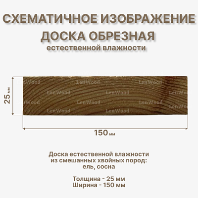 Доска обрезная 25*150*6000 мм естественной влажности - фото 2